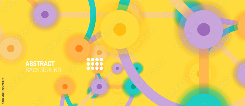 custom made wallpaper toronto digitalFlat style geometric abstract background, round dots or circle connections on color background. Technology network concept.