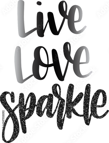 T-shirt print design, live love sparkle