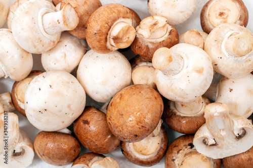 white and brown mushrooms