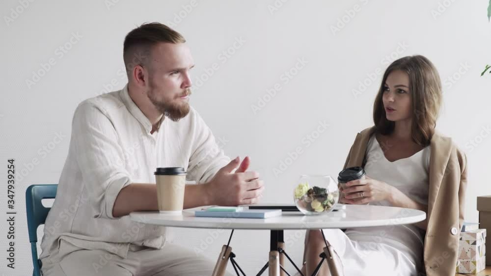 Man thinks about something, when woman talking with him Man thinks about something, when woman talking with him