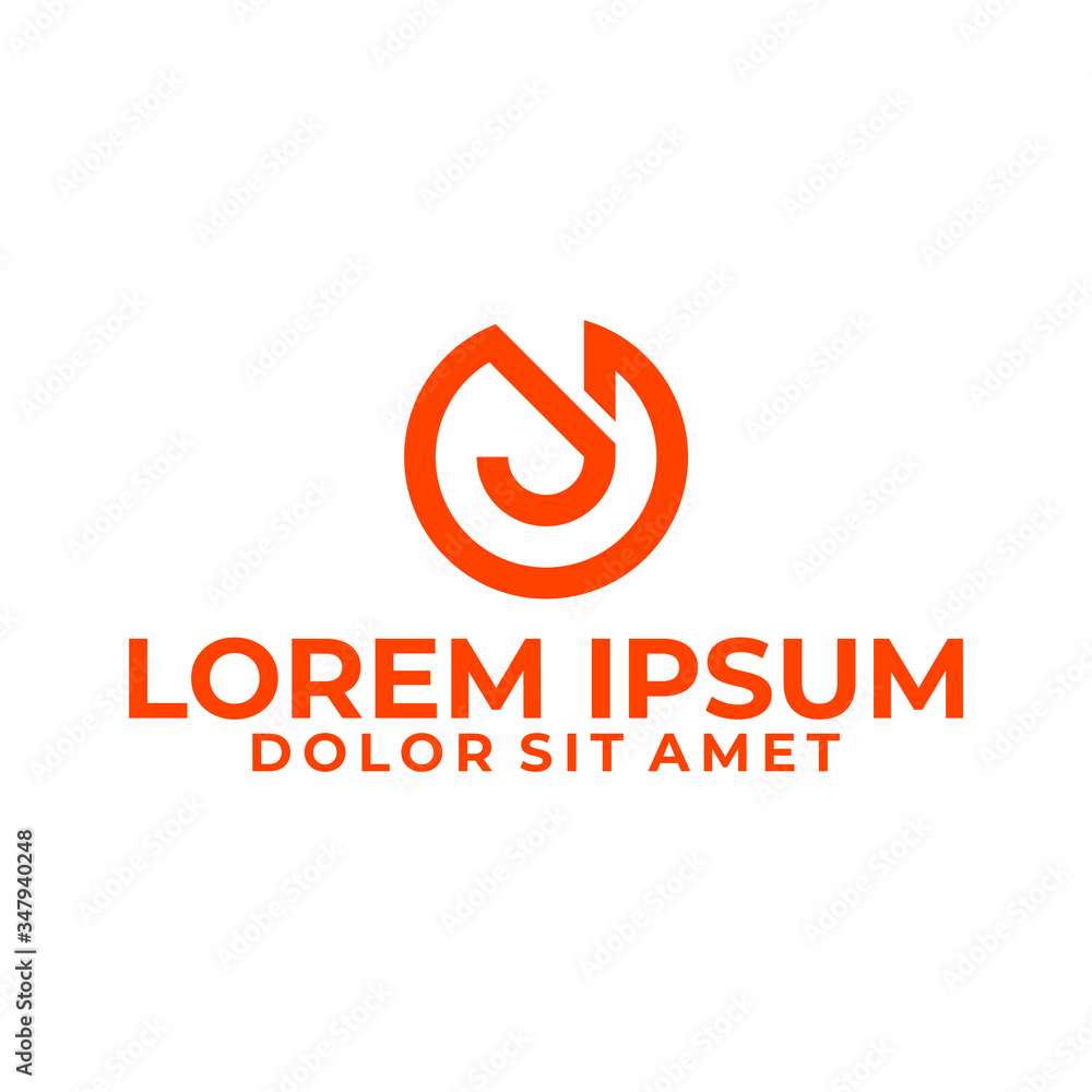 Initial letter YJ or JY logo template with circle line art symbol in ...