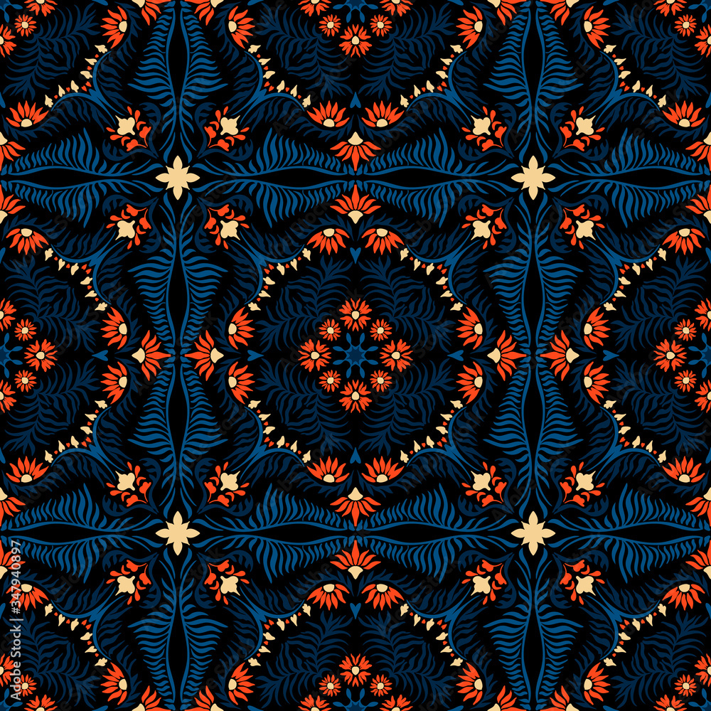 Bandana print. Women's shawl with floral pattern. Mediterranean wallpaper. Portuguese tile azulejo. Turkish ornament. Spanish porcelain. Ceramic dishes. Bandana print. Women's shawl with floral pattern. Mediterranean wallpaper. Portuguese tile azulejo. Turkish ornament. Spanish porcelain. Ceramic dishes.