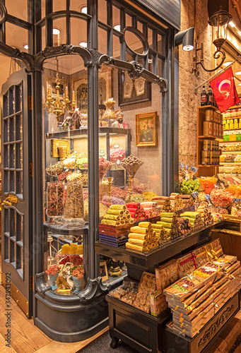 Sweets in the Grand bazaar shops in Istanbul, Turkey