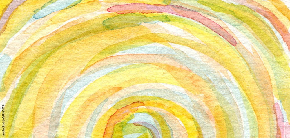 Fototapeta premium Watercolor blot painting. Canvas texture horizontal background.