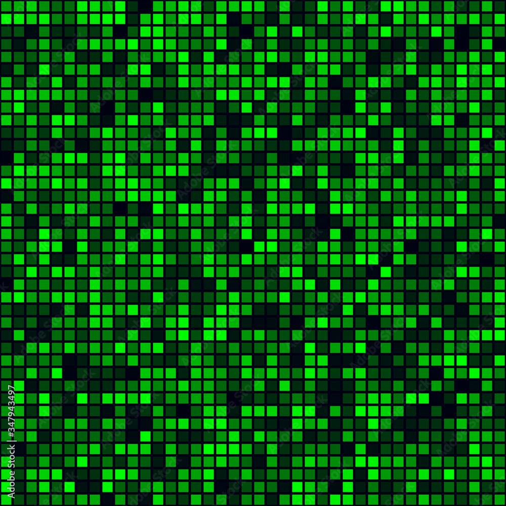Digital pattern. Filled pattern of squares. Green colored seamless background. Radiant vector illustration. Digital pattern. Filled pattern of squares. Green colored seamless background. Radiant vector illustration.