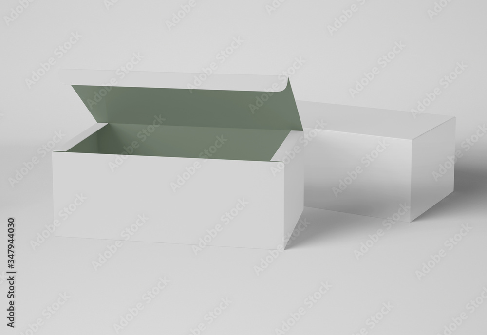 3D Illustration. Mockup of cardboard package boxes.