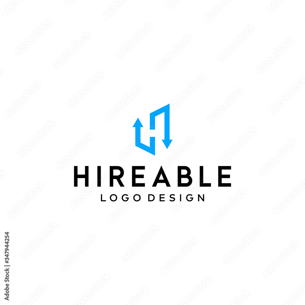 Clean monogram logo design of letter H and hireable human on white background colours - EPS10 - Vector.