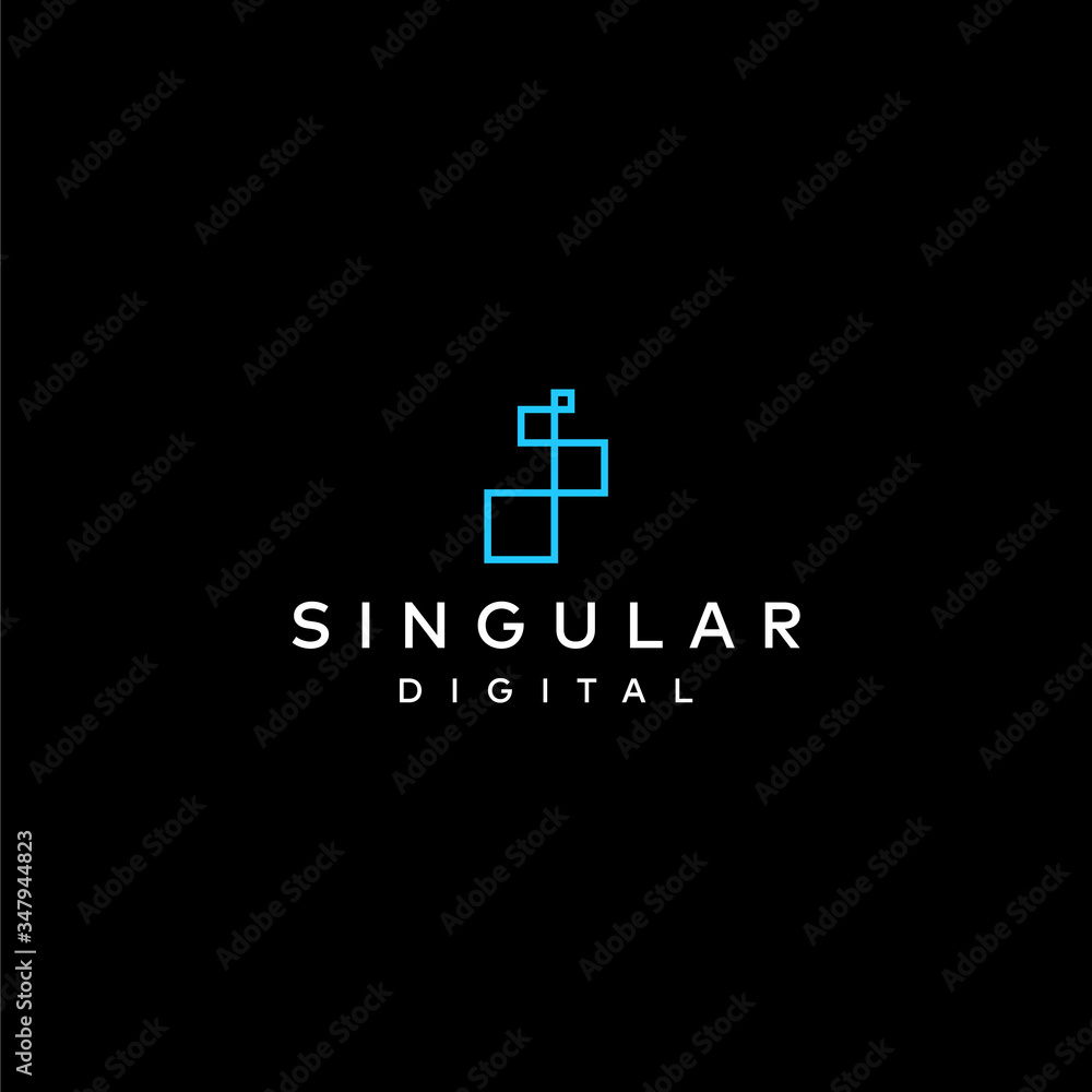 Modern and simple logo design of letter S and digital on dark background colours - EPS10 - Vector.