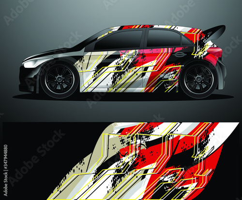 Rally car decal graphic wrap vector, abstract background
