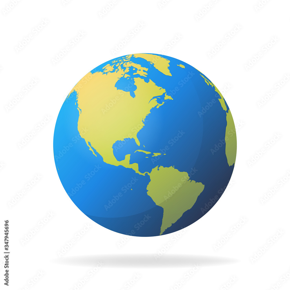 Modern 3d world map concept isolated on white background. World planet, vector earth sphere illustration Modern 3d world map concept isolated on white background. World planet, vector earth sphere illustration