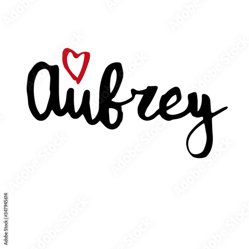 Female name drawn by brush. Hand drawn vector girl name Aubrey. photo