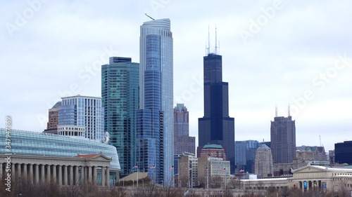 CHICAGO  ILLINOIS  UNITED STATES - DEC 11th  2015  Chicago skyline as seen from the Adler Planetarium