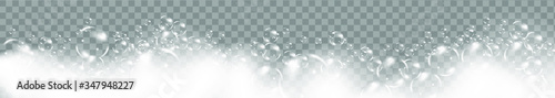 Bath foam isolated on transparent background. Shampoo bubbles texture.Sparkling shampoo and bath lather vector illustration