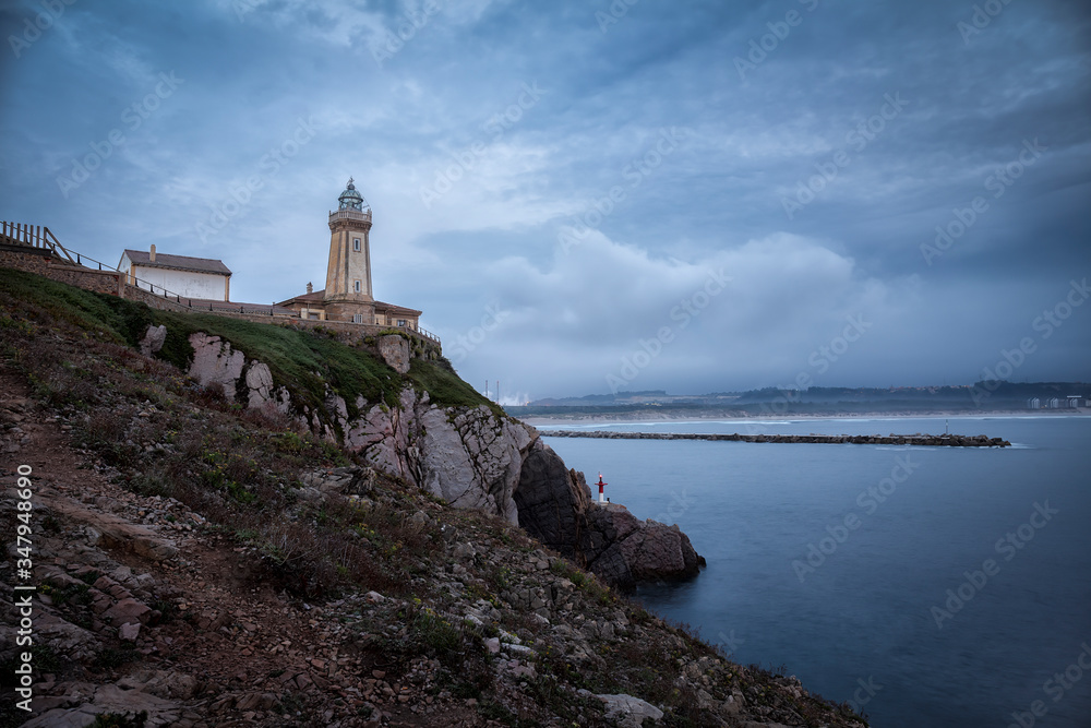 Aviles lighthouse on the coast of asturias in Spain