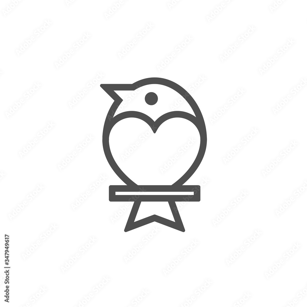 Simple line bird logo with heart symbol for health care, jewelry, natural, eco brand. Park, garden, charity minimal logo. Valentine day love illustration. Simple line bird logo with heart symbol for health care, jewelry, natural, eco brand. Park, garden, charity minimal logo. Valentine day love illustration.