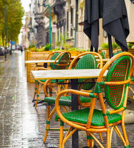 street restaurant rain Brus...