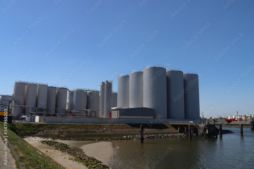 Maastank tank terminal with quay of the Welplaat harbor in the Port of Rotterdam
