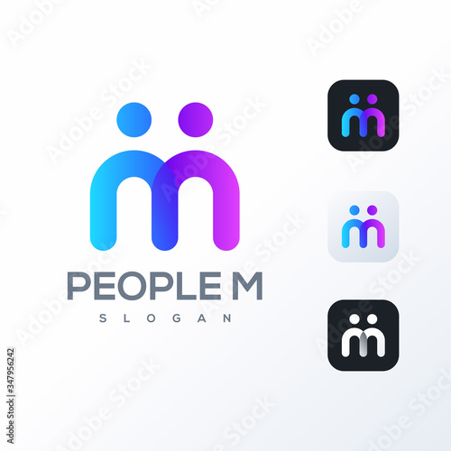 colorful M logo design ready to use