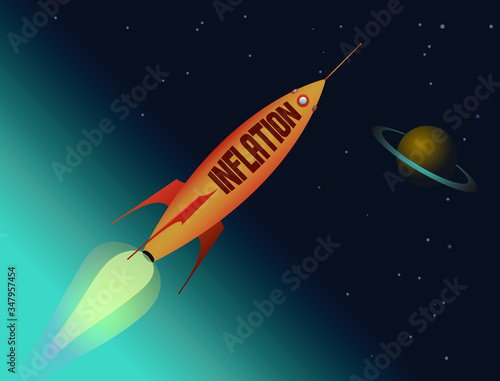 Inflation in Outer Space. Economics concept illustration.
