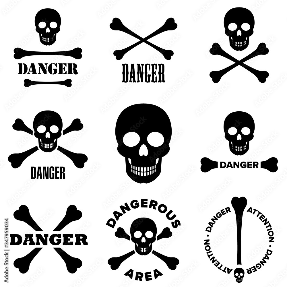Danger icons bundle. Emergency signs. Danger icons bundle. Emergency signs.