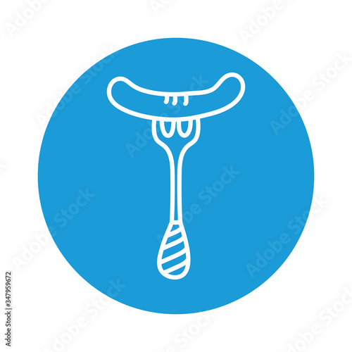 fork with sausage block style icon vector design