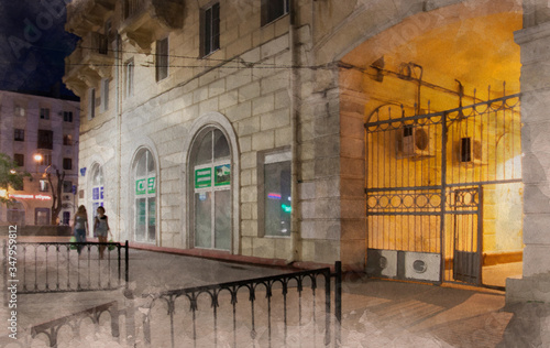 
empty city street in the late evening