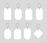 Colletcion of empty sale or price tags in different shapes on gray background. Sunburst stickers for price, promo, quality, sale tags. Vector