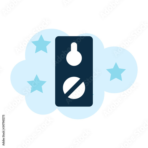 Door Hang Tags Vector Flat Icon Design Concept, Housekeeping Hotel Service Handle on Bubble Sud background 