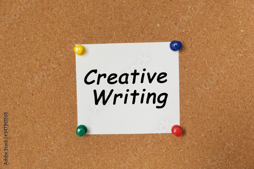 Text Creative Writing written on a sticker