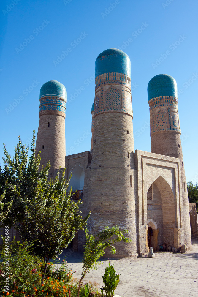 Chor Minor in Bukhara, Uzbekistan..