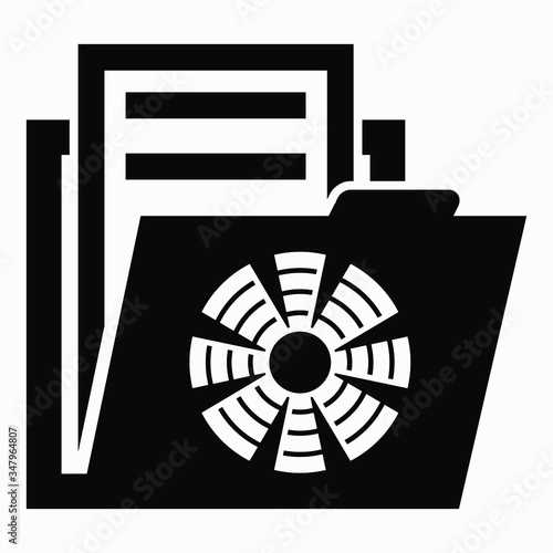Folder and fan icon. Documents for air conditioning. Vector icon