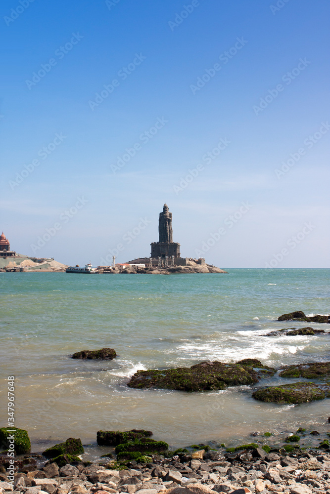 Statue of the Thiruvalluvar, Tamil poet and philosopher. On the rock Island in Sea, Kanyakumari, India