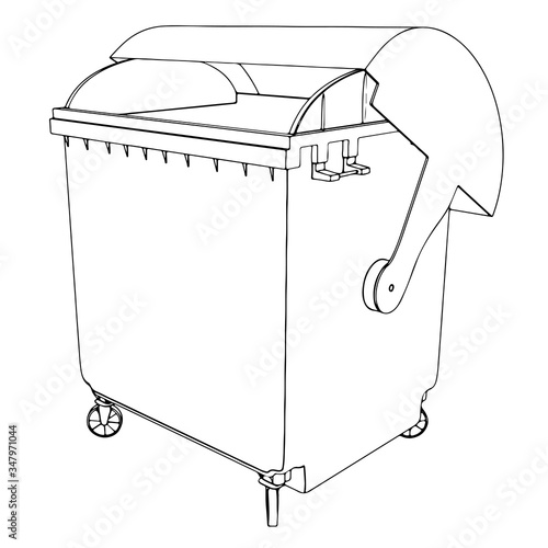 vector dumpster sketch on a white background from different views