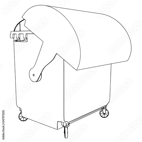 vector dumpster sketch on a white background from different views