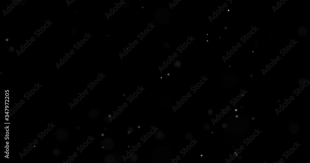 Dust particles on black background, seamless 3D effect. Abstract dust particles with white light bokeh, snow glare and flare sparkles