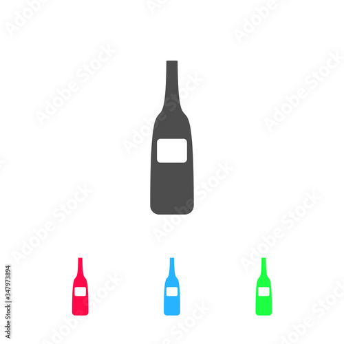 Wine bottle icon flat