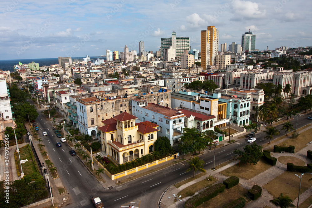 Cuba. Havana. Top view on old houses.