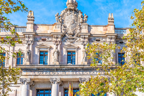 The Central Post Office Building (Correos y Telégrafos) in Barcelona, Spain designed in 1914 by architects and Goday Josep Casals and Jaume Torres Grau. photo