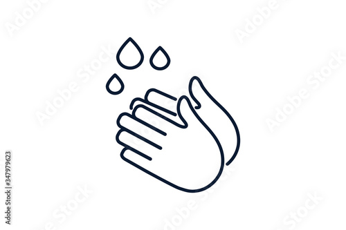 Washing hands with soap vector sign. Clean hands flat vector icon. Hygiene symbol. Obligatory hand washing to prevent the spread of coronavirus