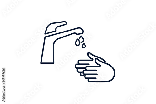 Washing hands with soap vector sign. Clean hands flat vector icon. Hygiene symbol. Obligatory hand washing to prevent the spread of coronavirus