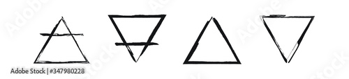 The glyphs of the four basic elements. Set of the Alchemical symbols. Black ink handwriting. Vector	