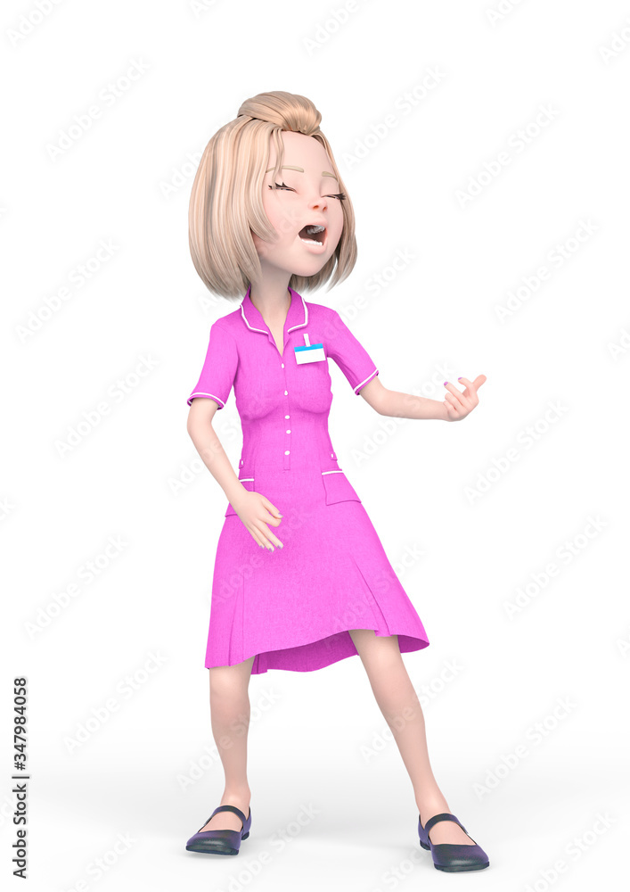 blond nurse cartoon is singing and doing an air guitar pose blond nurse cartoon is singing and doing an air guitar pose