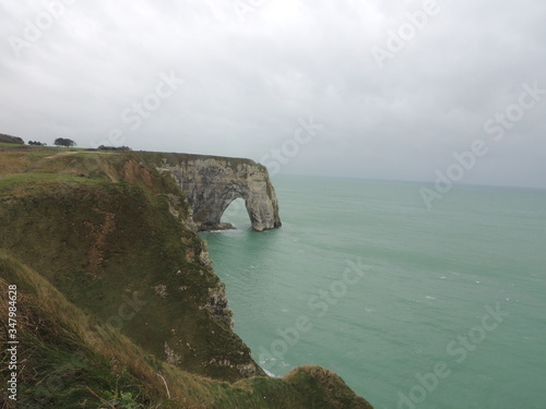 etretat cliffs on a cloudy and windy day