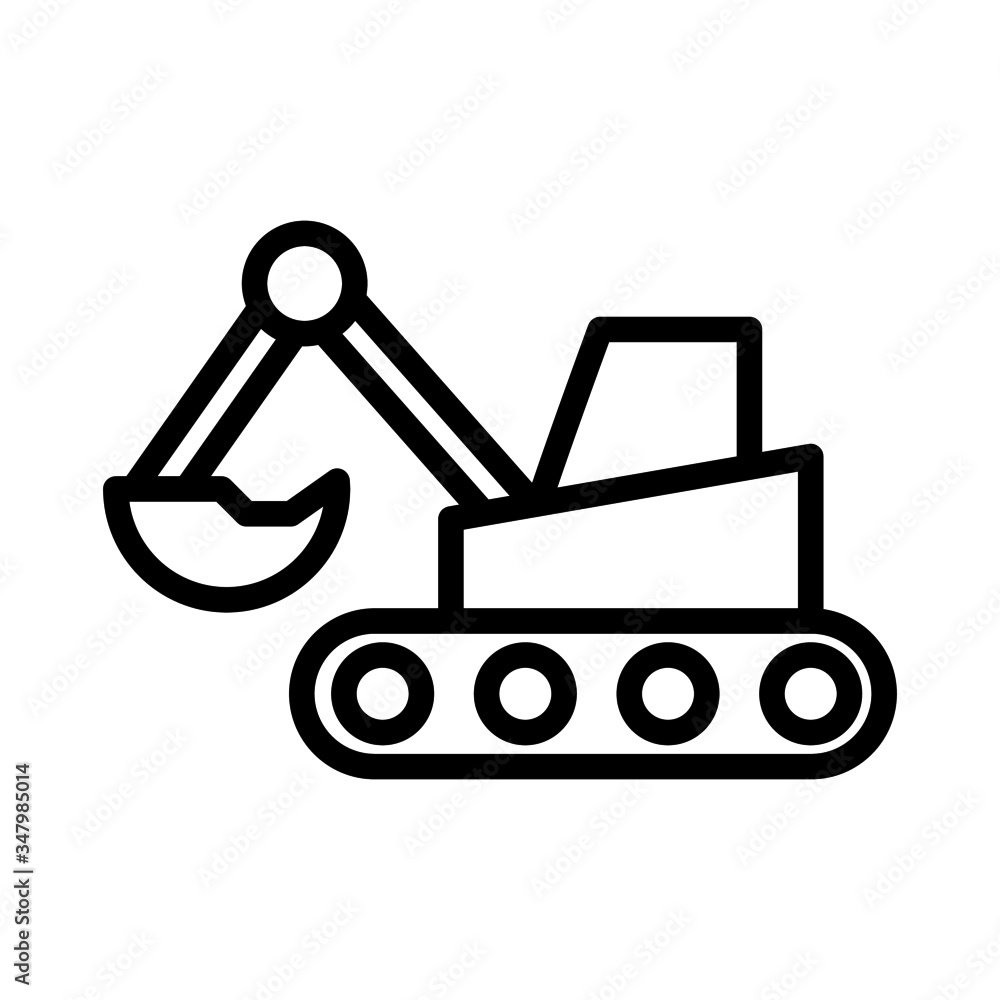 Naklejka premium backhoe icon in line art style, From Transportation, Logistics and Machines icons