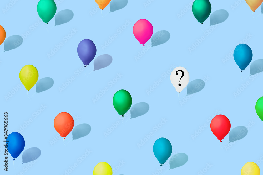 Multicolored balloons as a symbol of heterogeneity of society. modern isometric style. Concept of individual choice in a heterogeneous society