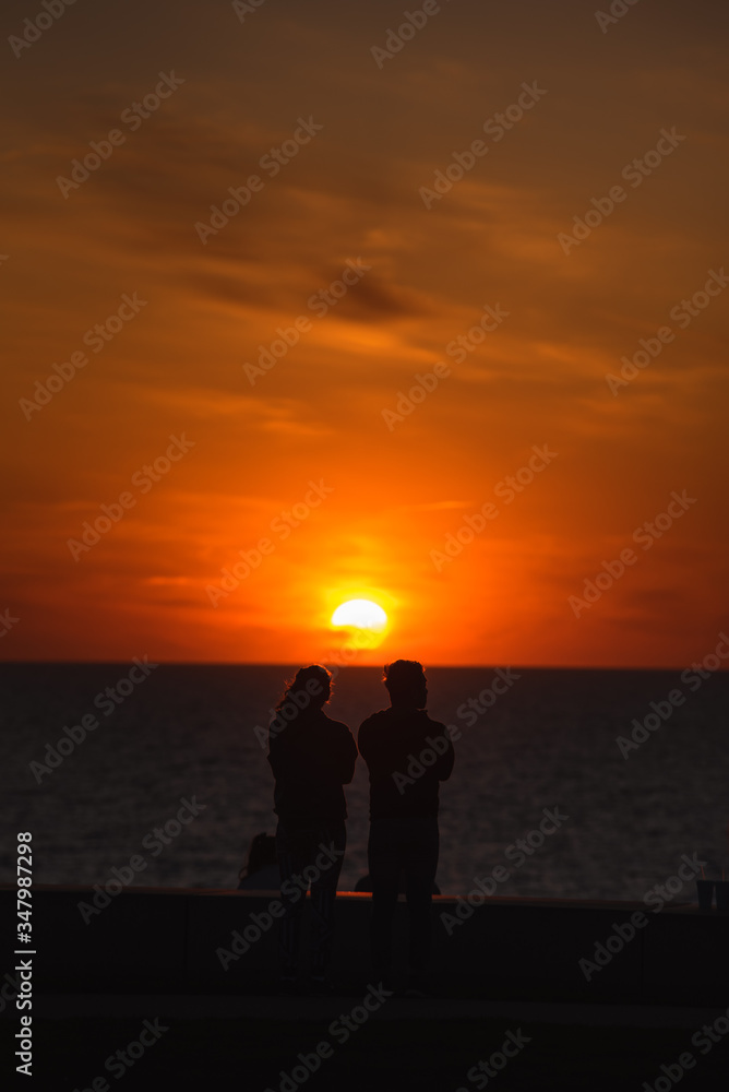 sunset on the lake in ohio at lake erie in lakewood park ohio