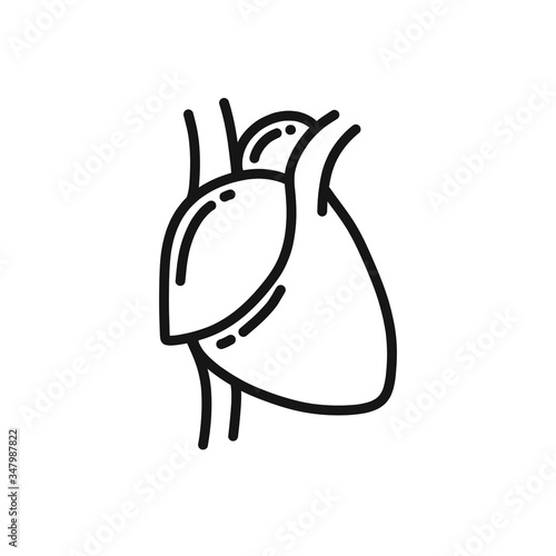 human heart doodle icon, vector illustration