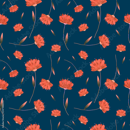 Floral raster seamless pattern. Floral botanical motifs. Illustration with flowers can be used for wallpapers, pattern fills, web page backgrounds,surface textures. Gorgeous floral arrangement © Natali Batu