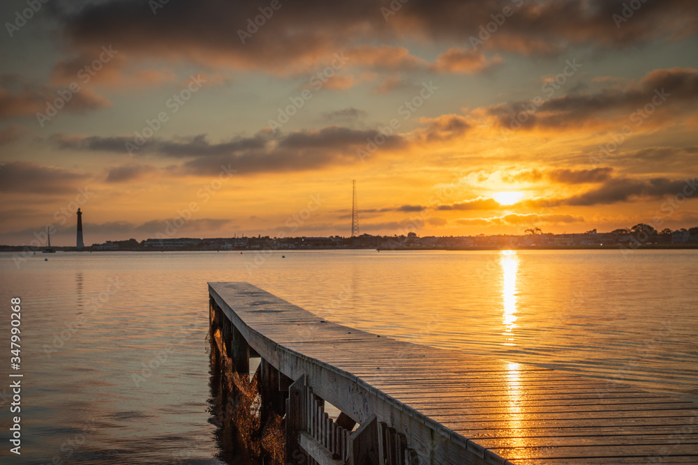 Golden dawn across Barnegat Bay from High Bar Harbor