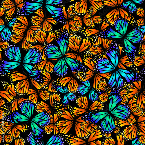 A lot of flying butterflies. Abstract butterflies seamless pattern. Vector illustration